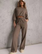 Set Din bumbac Verde închis Bluză scurtă cu elastic și Pantaloni largi cu șnur în talie Rionnea