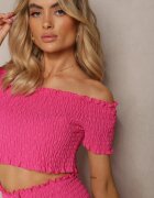  Set Fucsia Top Spania și Fustă-pantaloni scurți cu Volane și Elastic Rinaria