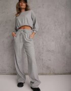  Set Gri Din bumbac Bluză scurtă cu elastic la bază și Pantaloni largi cu șnur în talie Rionnea