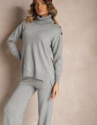  Set Gri din Viscoză și Modal Pantaloni cu Croială Largă și Maletă Decorată cu Nasturi Sassifra