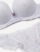  Set Lenjerie Dantelat Alb Sutien Întărit Push-up și Chiloți tanga Jasminesa