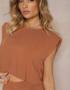  Set Maro din Viscoză Pantaloni Drepți Lărgi și Bluză cu Nasture Vimarells
