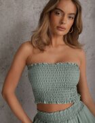  Set Menta din Bumbac Elastic Top Fără Mâneci Pantaloni scurți cu Volane și Elastic în Talie Tessabel