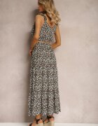  Set Negru 2 piese din Bumbac cu Imprimeu Floral cu Top și Fustă Hildra