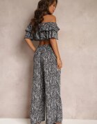  Set Negru din 2 piese cu Pantaloni Largi și Top cu Volan Ariettneh