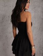  Set Negru din Bumbac Top Elastic fără Mâneci Pantaloni scurți cu Volane și Talie Elastică Tessabel