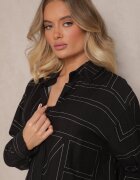  Set Negru din Vâscoză Decorat cu Imprimeu Geometric Cămașă și Pantaloni Hanovin