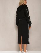  Set negru în stil sportiv cu bluză scurtă și fustă creion Priggida