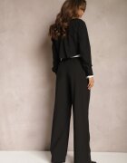  Set Negru Utility cu Cămașă scurtă și Pantaloni largi cu elastic în talie Ondina
