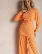  Set Portocaliu Bluză și Pantaloni cu picioare drepte și elastic Daeirassa
