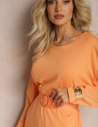  Set Portocaliu Bluză și Pantaloni cu picioare drepte și elastic Daeirassa