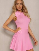  Set Roz 2-piese cu dungi cu flori decorative Top și fustă Lailawia
