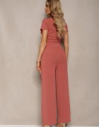  Set Roz Tricou cu Elastic Pantaloni Largi cu Talie Elastică Tolan