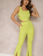  Set striat verde deschis Top și pantaloni clopot Leria