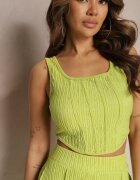 Set striat verde deschis Top și pantaloni clopot Leria