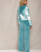  Set Trening din Velur Mentă Bluză cu glugă și Imprimeu floral și Pantaloni largi lejeri Raiantise