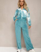  Set Trening din Velur Mentă Bluză cu glugă și Imprimeu floral și Pantaloni largi lejeri Raiantise