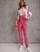  Set trening din velur Roz cu bluză cu glugă cu model și pantaloni jogger Rouviana