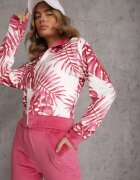  Set trening din velur Roz cu bluză cu glugă cu model și pantaloni jogger Rouviana
