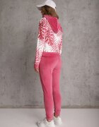  Set trening din velur Roz cu bluză cu glugă cu model și pantaloni jogger Rouviana