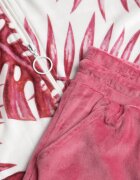  Set trening din velur Roz cu bluză cu glugă cu model și pantaloni jogger Rouviana