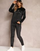  Set Trening Negru 2 piese din velur cu Bluză și Pantaloni Yamiya