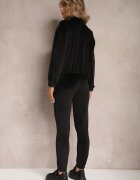  Set Trening Negru din Velur cu Borduri Elastice și Hanorac cu Glugă Rerafina