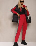  Set Trening Roșu cu Dunga Colorată Bluză cu Glugă și Pantaloni Joggery Nevarielles