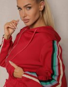  Set Trening Roșu cu Dunga Colorată Bluză cu Glugă și Pantaloni Joggery Nevarielles