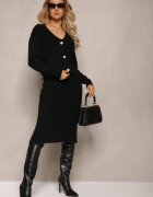  Set tricotat 2-piese Negru cu rochie și cardigan Finariel