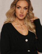  Set tricotat 2-piese Negru cu rochie și cardigan Finariel