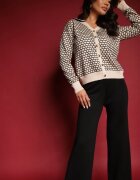  Set Tricotat Bej cu Viscoză Pulover și Pantaloni cu Croială Largă Annithra