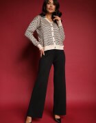  Set Tricotat Bej cu Viscoză Pulover și Pantaloni cu Croială Largă Annithra