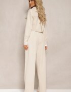  Set Utility Bej cu Cămașă Scurtă și Pantaloni Largi cu Elastic în Talie Ondina