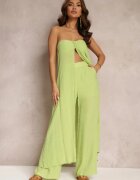  Set Verde din 2 piese Top lung și Pantaloni cu elastic în talie și picioare largi Bincina
