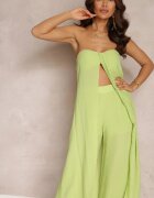  Set Verde din 2 piese Top lung și Pantaloni cu elastic în talie și picioare largi Bincina
