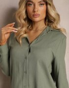  Set Verde Din viscoză Pantaloni cu picioare largi și cu elastic în talie Cămașă cu nasturi Tinamars