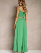  Set verde din viscoză Pantaloni largi Top cu cupe întărite Tirtebis