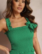  Set Verde Elastic Bodycon Fustă mini și Top cu fundiță Telliade