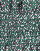  Set Verde Floral 2 Piese Top Stil Carmen și Fustă cu Volănaș Crispa