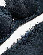  Set Verde închis Sutien Push Up și Chiloți Decorate cu Dantelă Romantică Zeril