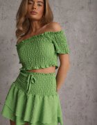  Set Verde Top spaniol și Fustă-pantaloni scurți cu Volane și Elastic Rinaria
