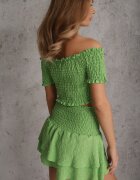  Set Verde Top spaniol și Fustă-pantaloni scurți cu Volane și Elastic Rinaria