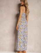  Set Violet din Bumbac Top încrețit cu bretele Pantaloni largi cu elastic în talie Elary