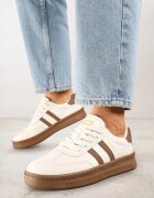 shosho Adidași Sport Bej-Maro cu Benzi Decorative și Cusături Wenilan