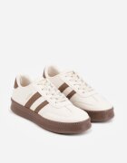 shosho Adidași Sport Bej-Maro cu Benzi Decorative și Cusături Wenilan