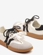 shosho Sneakersy Bej-Negru Teniși Iconici cu șireturi suplimentare Zarinoa