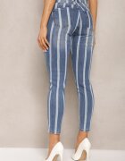 sixte jeans Blugi Albastri Skinny Decorati Cu Imprimeu Cu Dungi Klefiana