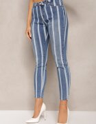 sixte jeans Blugi Albastri Skinny Decorati Cu Imprimeu Cu Dungi Klefiana