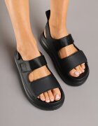 smallawan Sandale Negre pe Platformă Decorate cu Două Curele Sovoiti